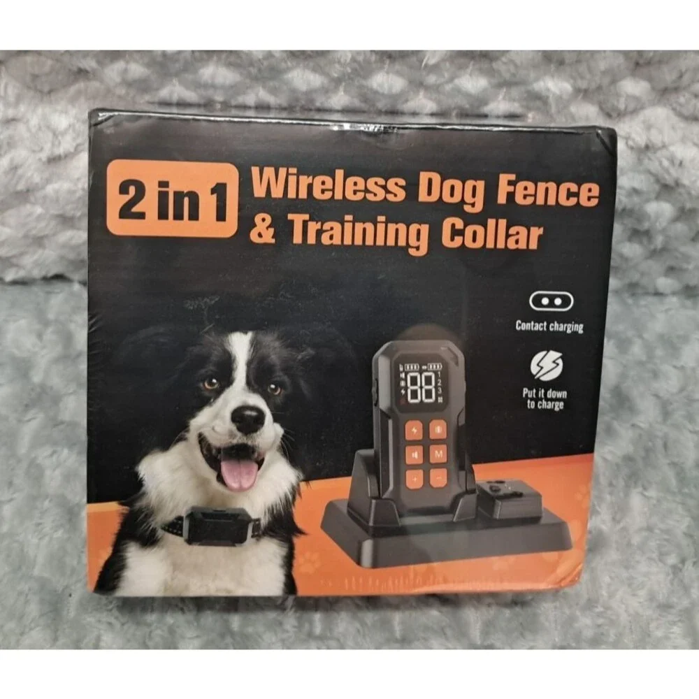 New 2 In 1 Wireless Electric Fence Remote Dogs Shock Training Collar Pet Trainer